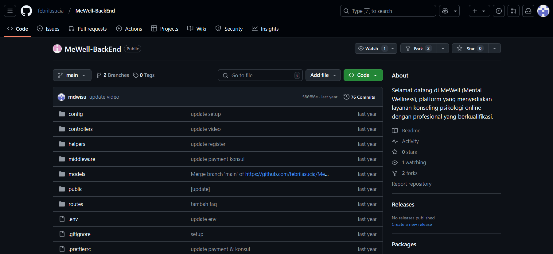 MeWell BackEnd API